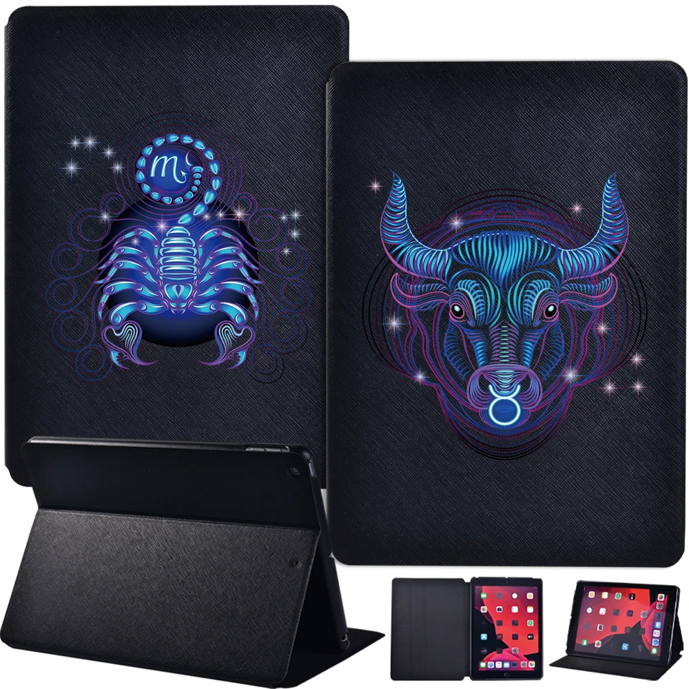 

Tablet Case for IPad 2021 9th 8th/7th 10.2 Inch/IPad 5th/6th/IPad 2/3/4/IPad Mini 1/2/3/4/5 Pu Leather Cover with Zodiac Print