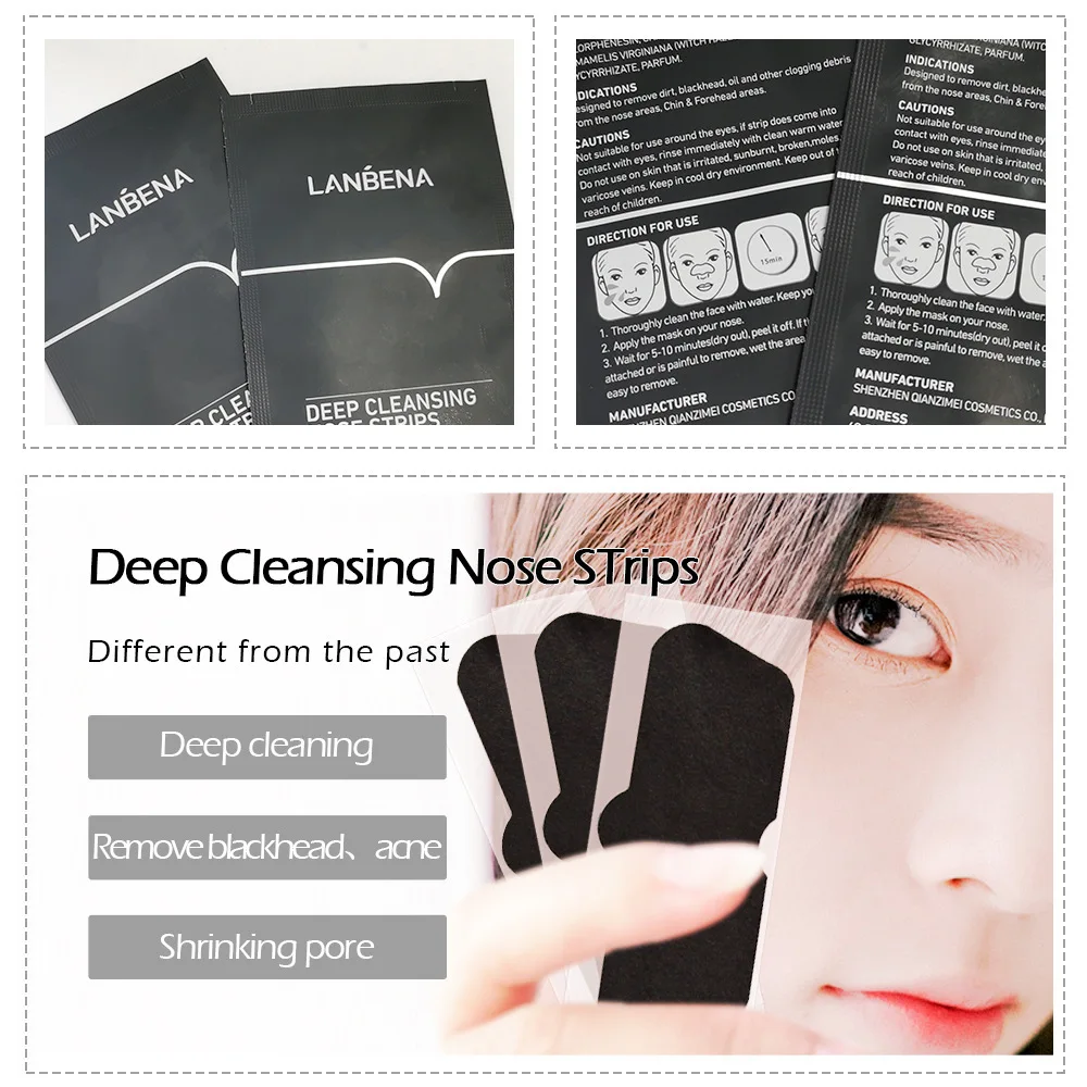 LANBENA Blackhead Treatment Nose Mask Patch Pore Cleanser Deep Cleaning Fabric Remover Skin Care Accessory Facial Beauty Tool