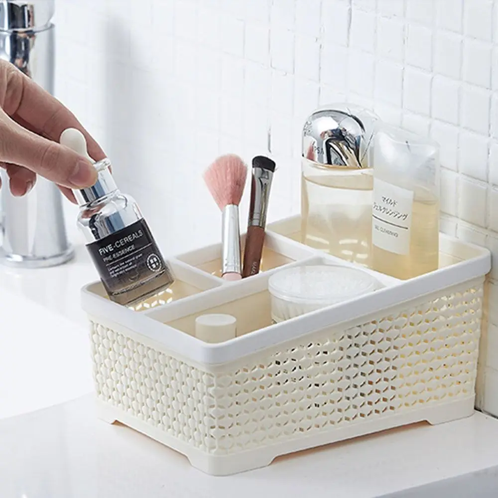 

Trapezoidal Desktop Storage Box Divided Cell 4-Grid Cosmetics Lipstick Organizer Compact Hollow Student Stationery Shelf
