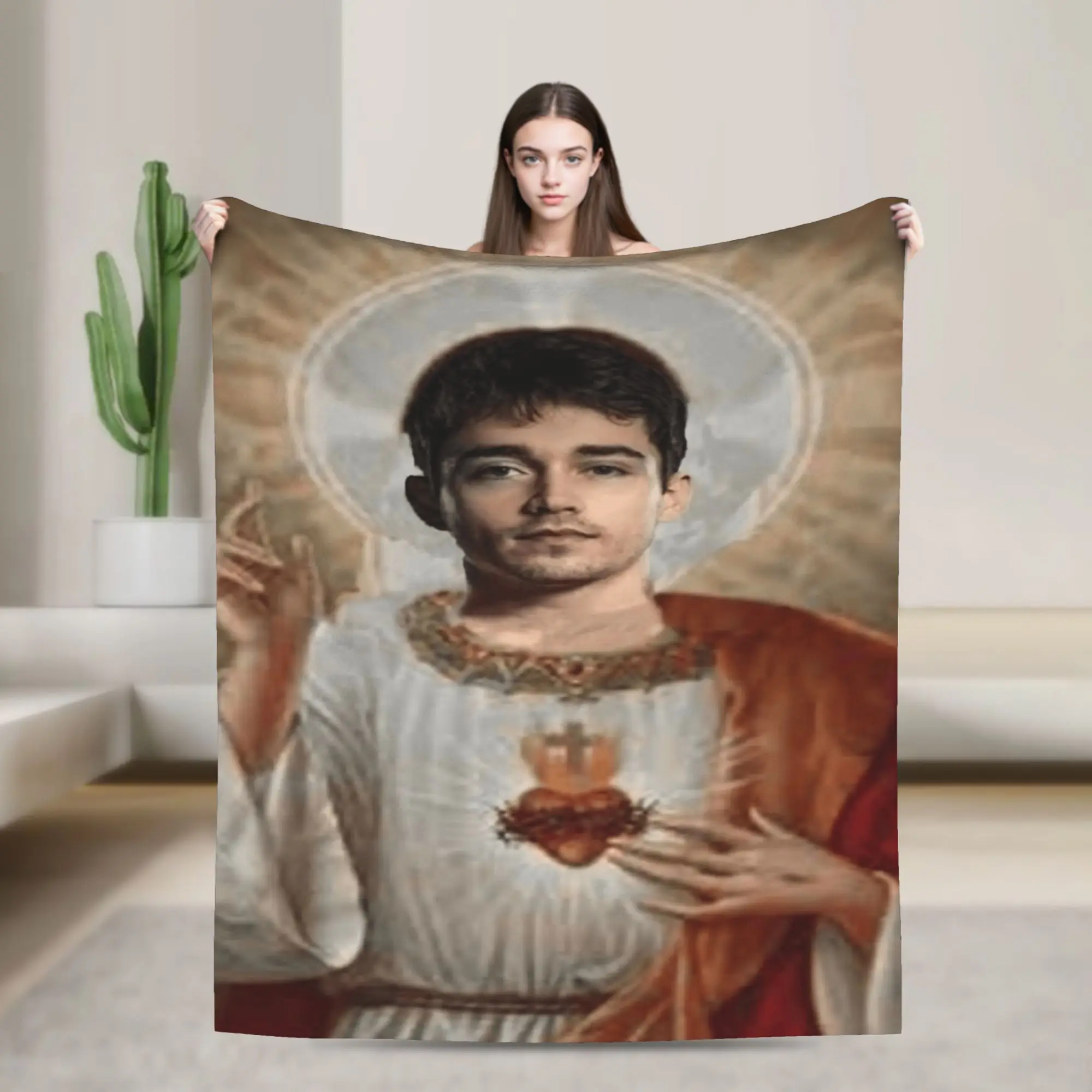 C-Charles L-Leclerc Saint Flannel Blanket Spring  Warm Throw Blanket for Child Living Room Fluffy Bedspread Sofa Bed Cover