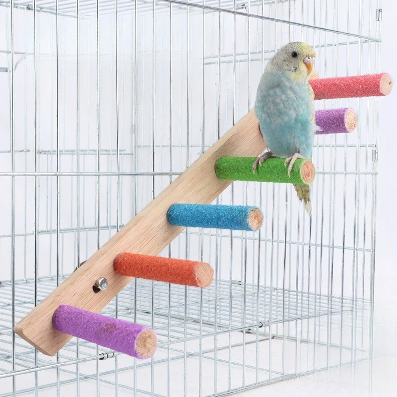 

4/6 Steps Bird Climbing Ladder Toy Parrot Grinding Claw Perch Stand Interactive Training Ladder Steps for Parrots Cockatiels