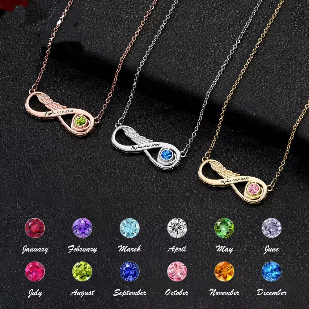 Новый DIY Камень Рождения Камень Лазерная Гравировка Крылья Ангела Подвеска Персонализированный Циркон Подарок На День Рождения Мода Новый DIY Камень Рождения Камень Лазерная Гравировка Крылья Ангела Подвеска Персонализированный Циркон Подарок На День Рождения Мода