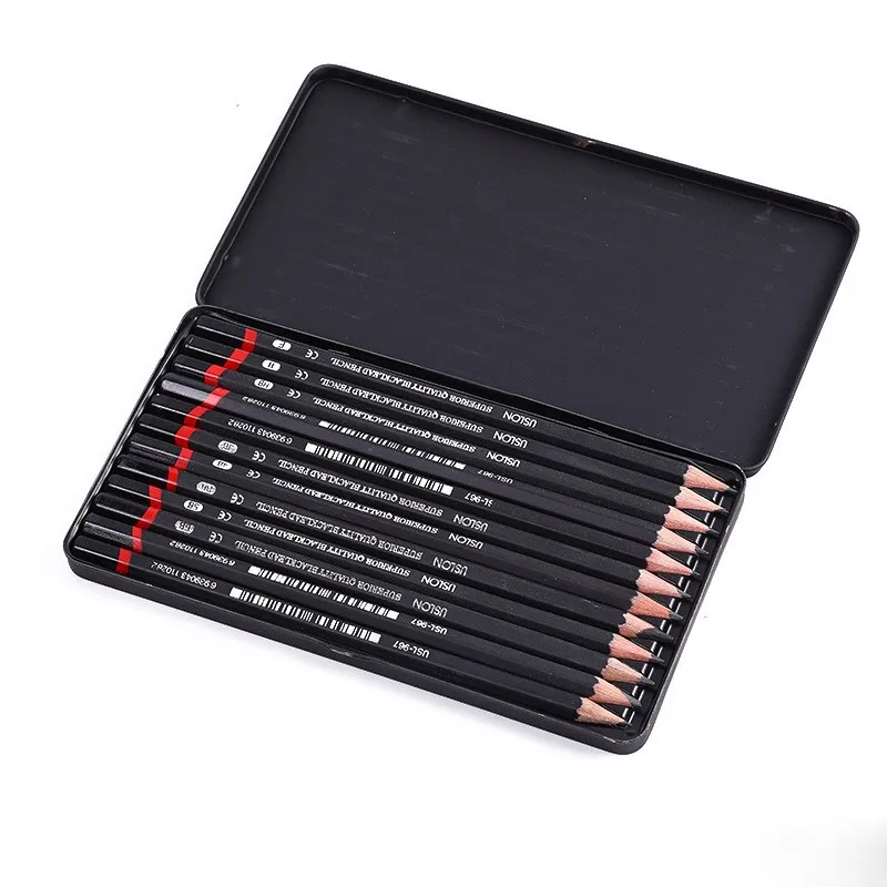 12 PCS/SET 2H-8B Wooden Lead Pencils Set Professional Drawing Journal Writing Pencils for School Smooth Writing