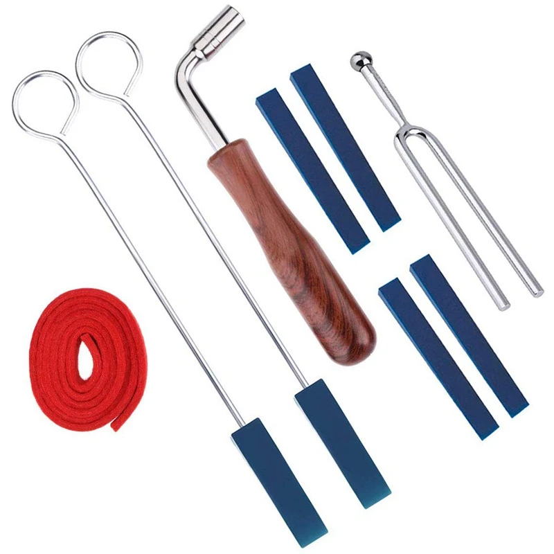 Piano Tuner Kit Include L Shape Piano Tuning Hammer Wrench 2 Red Temperament Strip 4 Mutes Handles And 2 Long Rubber Mutes 1 Tun