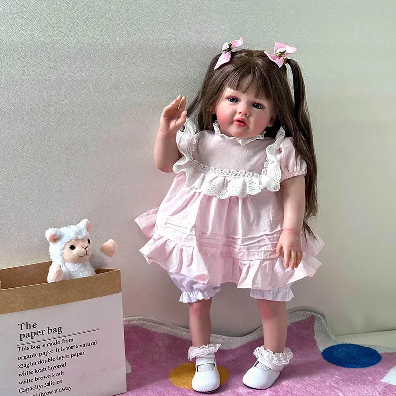 

FBBD 60CM Reborn Toddler Girl Betty with Long Wig Handmade Lifelike Baby Dolls 3D Skin with Visible Veins Real Pictures