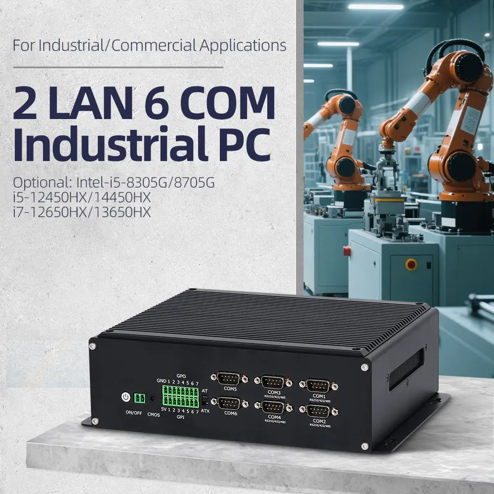 XCY X107 IPC PC industriale 6xCOM RS485/232/422 GPIO 8xUSB 4xHDMI Ingresso DC9V-36V Intel Core 12/13/14a generazione CPU Win10/11 Linux
