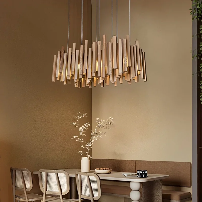 2025 Unique Firewood Stick Pendant Light Rustic Wood Pendant Light Restaurant Decor For Living Room Kitchen Farmhouse Light Fixt