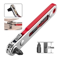 Red Elbow Bidirectional Ratchet Screwdriver Narrow Space Corner Turning Right Angle Cross Slotted Screwdriver Tool
