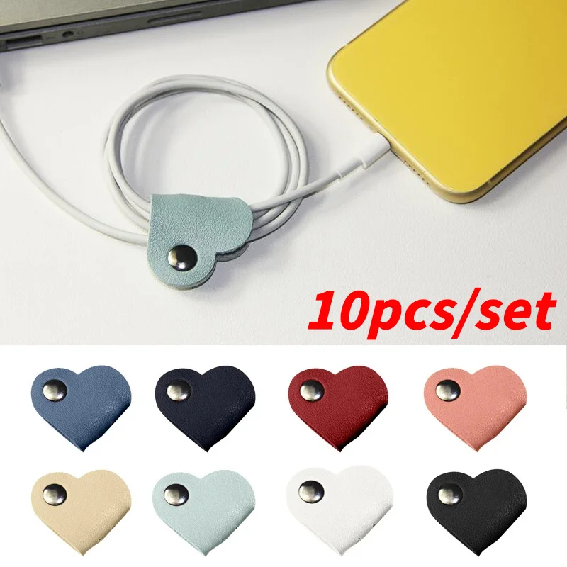 Portable Mini Heart Shape Cable Winder for Headphone Wire Charger Data Cord Protector Holder Clip Anti Lost Line Organizer