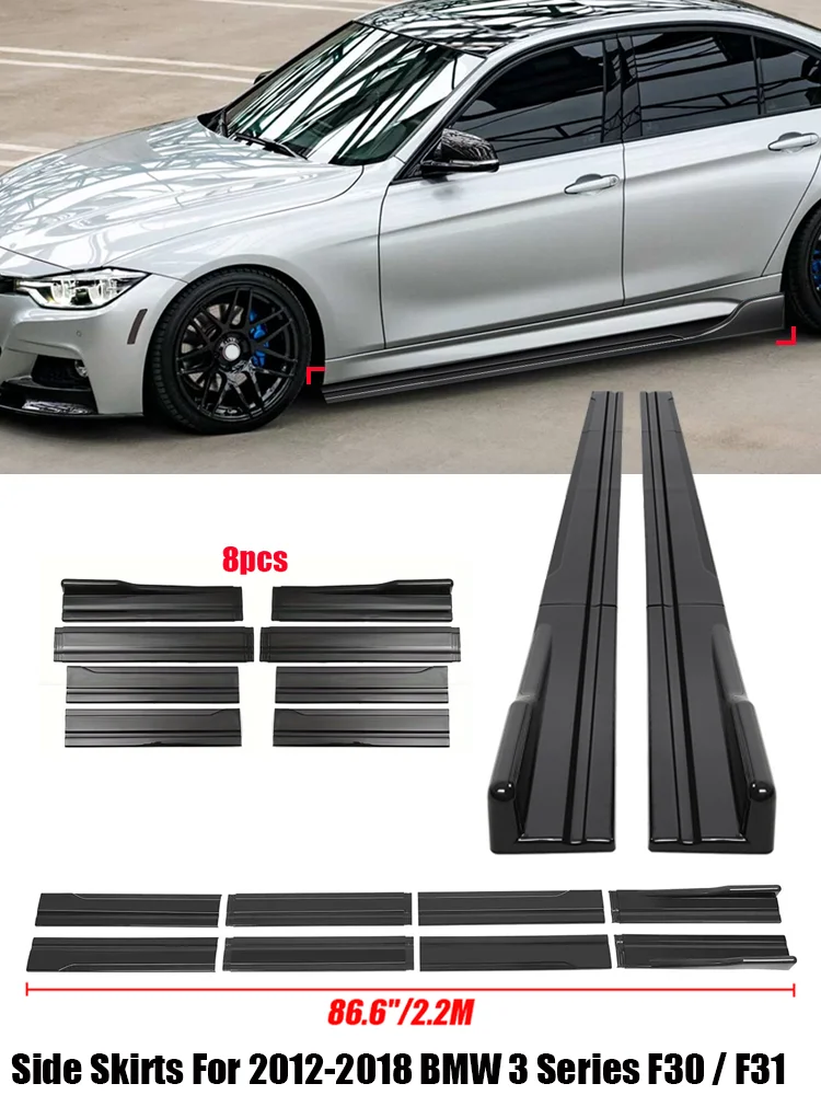 Akcesoria BMW F30 F31 2012+ Seria 3 Nakładki progowe, listwy progowe, 8 sztuk, 86,6 cala, tworzywo ABS, czarny połysk — 2
