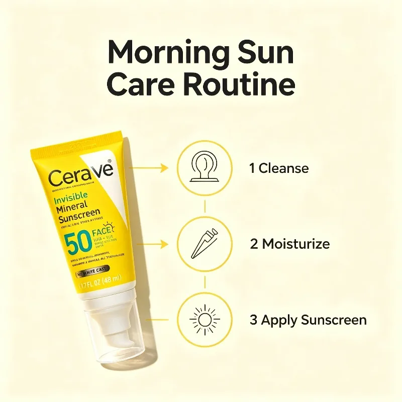 CeraVe 48ml Invisible Face Sunscreen SPF50, Lightweight Mineral Lotion with Niacinamide for All Skin Types image 4