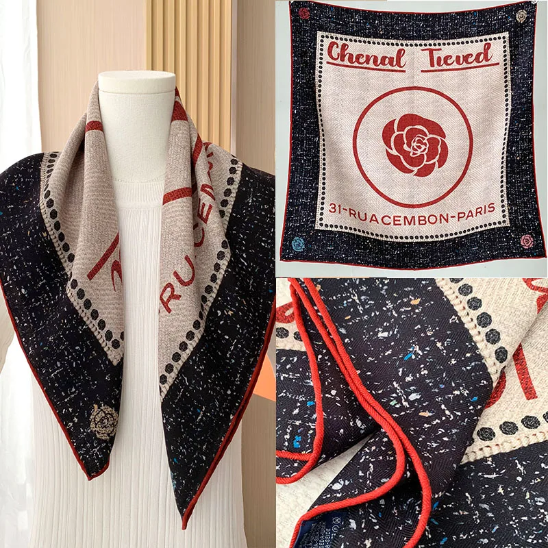

High-quality 70% wool 30% silk scarf, fashionable spring decorative shawl, warm headscarf, square scarf