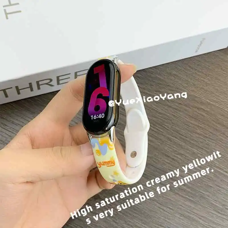 Cinturino orologio stampato estivo MINISO per Xiaomi Mi Band 10 9 8 cinturino da polso braccialetto sostituibile per Mi Band 10 9 8 cinturino intelligente