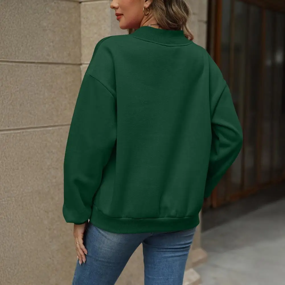 

Новинка 2025: Осенне-зимний однотонный пуловер с V-образным вырезом, модный повседневный женский лонгслив