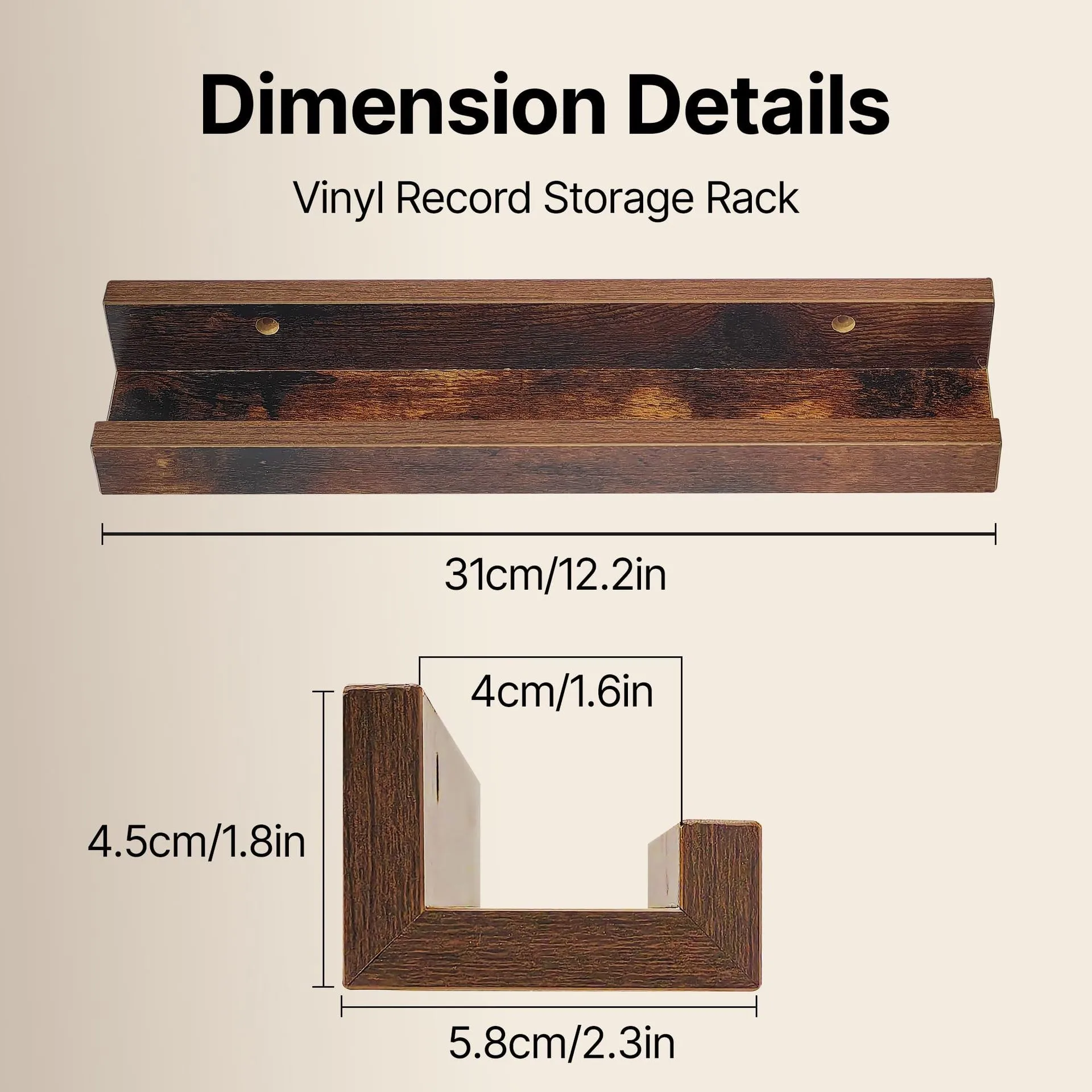 Wooden Wall Mount Vinyl Record Rack Wall Display Storage Holder for Music Albums CD Discs Home Decor Shelf Storage Rack
