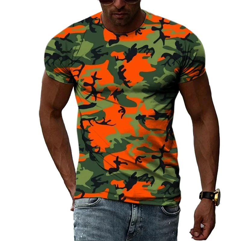 Camouflage 3D Print O-Neck T-shirt Men Casual Short Sleeve Sweatshirt Oversized Hip-hop Tshirt Y2K Harajuku Unisex Clothes