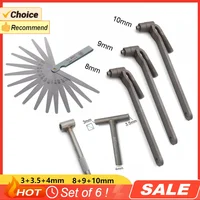 6 unids/lote herramienta Universal de ajuste de válvula de motor de motocicleta llave de tornillo de válvula 3/3, 5/4mm 8mm 9mm 10mm medidor de espesores 0,02 a 1mm
