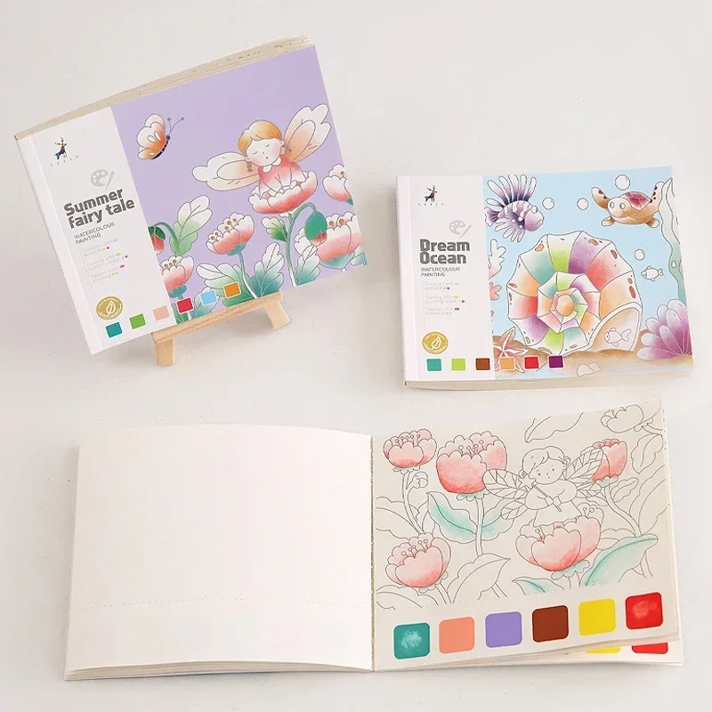 New 20 Sheets Large Children Watercolor Painting Book Paint with Water Kids Gouache Graffiti Picture Coloring Drawing Toys Gifts