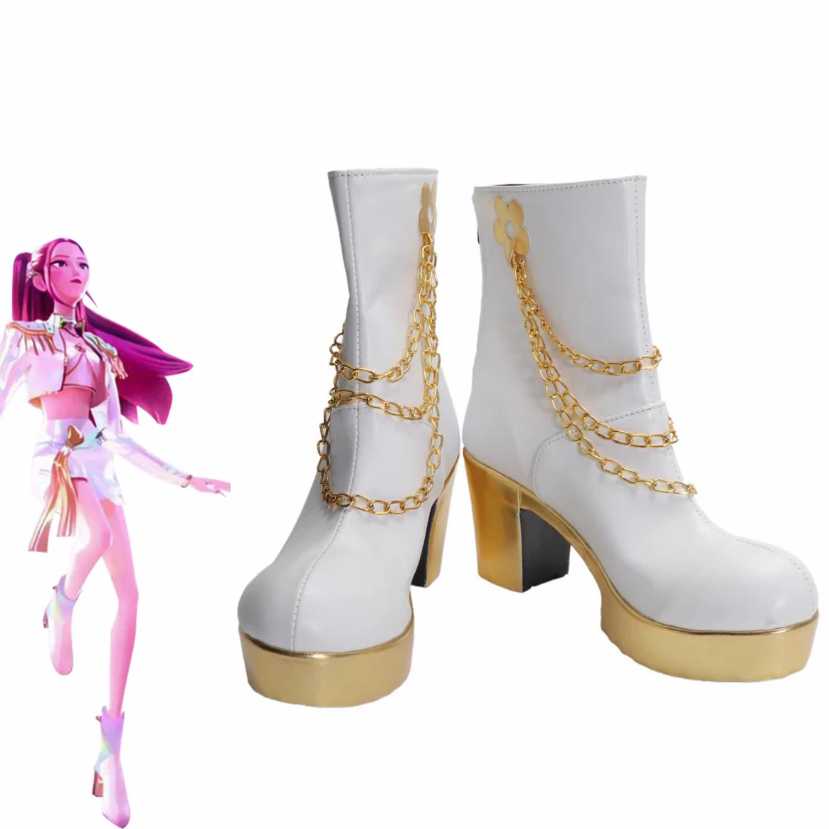 

Anime Movie KPOP Demon Hunters Mira Cosplay Shoes Boots KPOP Huntrix White Boot For Women Men Halloween Carnival Party