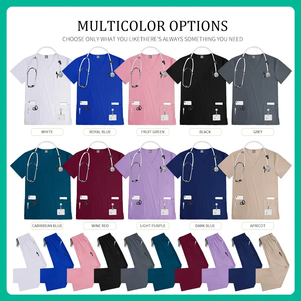 Nurse Accessories Doctor Work Uniforms Hospital Scrubs Uniform Frosted Set Nursing Care Work Clothes Dental Clinic Surgery Suits