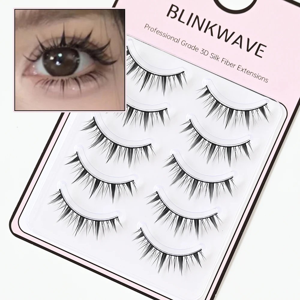 5 paires de cils de poupée 8-11mm/11-13mm cils pointus manhua faux cils doux naturel manga cils cos outils de maquillage