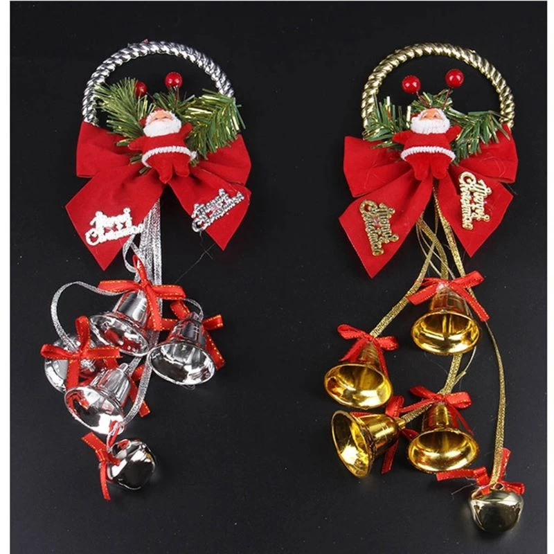 1pc Metal Christmas Santa Wind Chimes Door Hangers With Bow For Christmas Decoration Ornament Navidad Decoraciones Para El Hogar