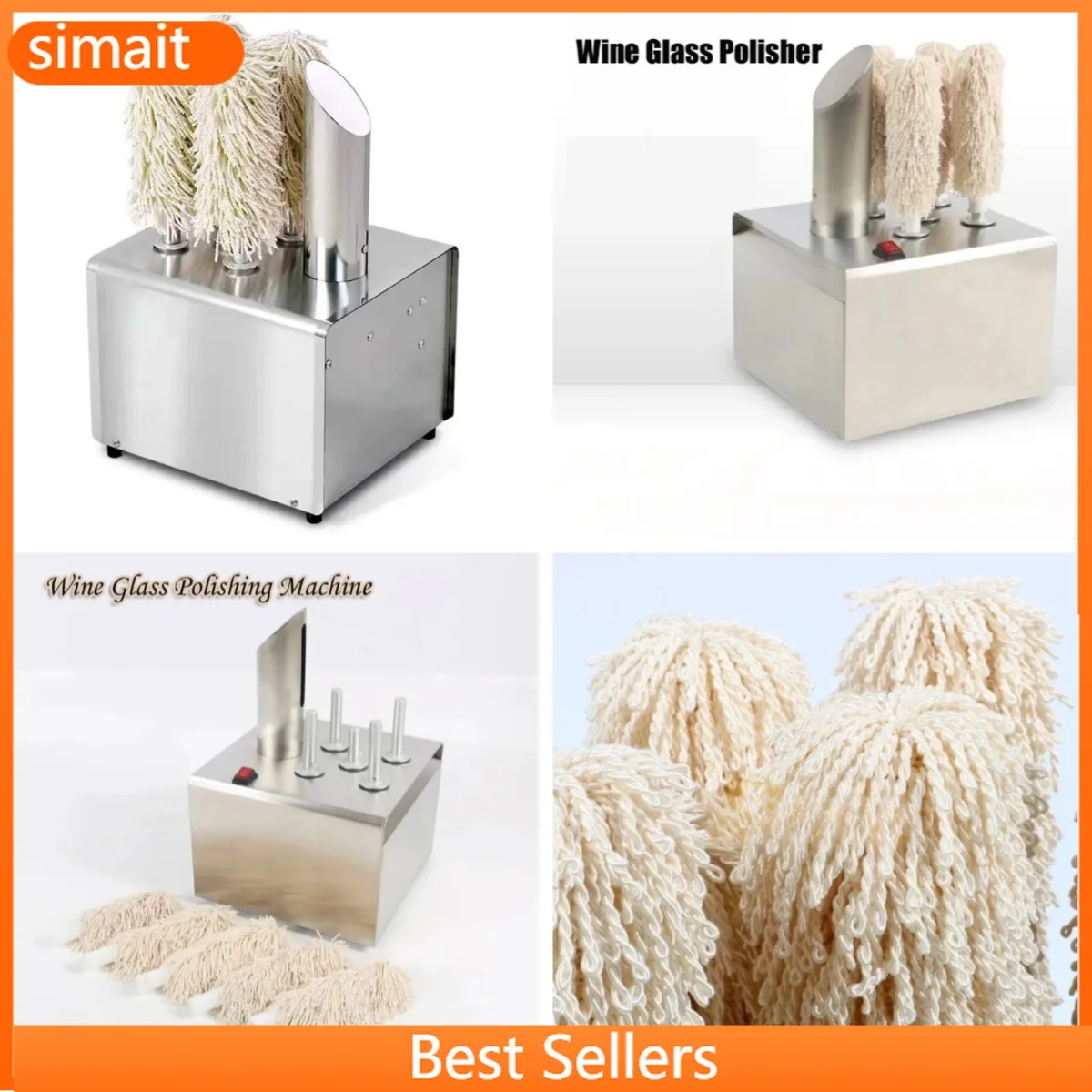 Electric Automatic Wine Glass Polisher, 5-Brush Commercial Cup Wiper, Hot Air Drying 330 Cups/Hour