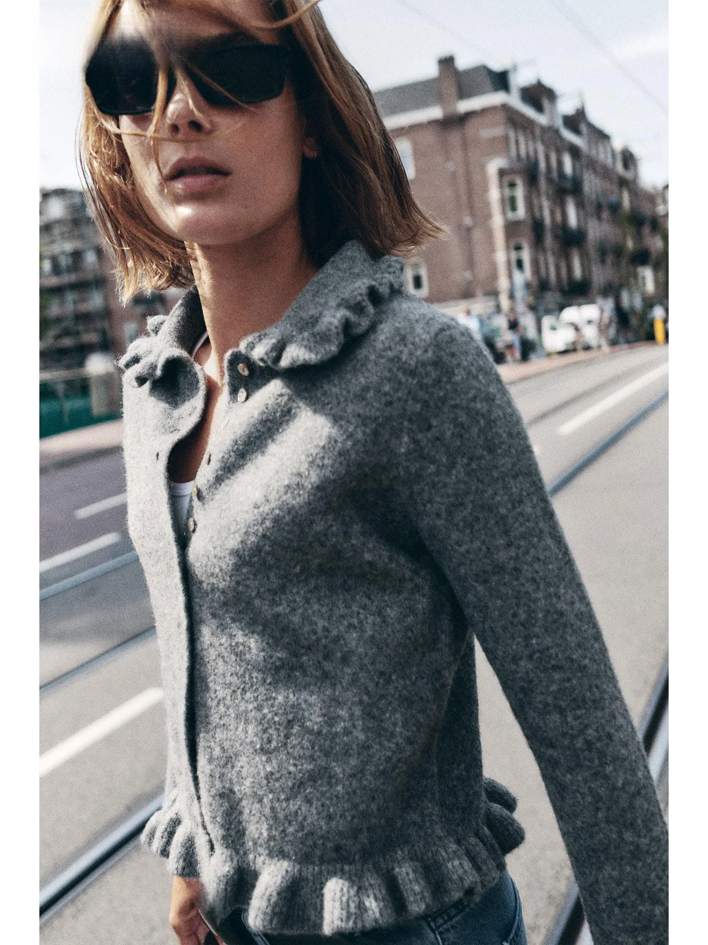 ZAPRHA Modny, warstwowy, długi kardigan z dzianiny dla kobiet, dekoracyjny płaszcz z kołnierzykiem, odzież wierzchnia na wiosnę i jesień, nowość