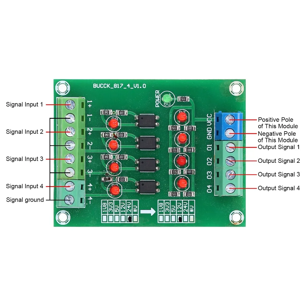 24V to 5V Optocoupler Isolation Board PNP NPN Isolation Module Voltage Level Converter Professional Accessorie Level Shifting