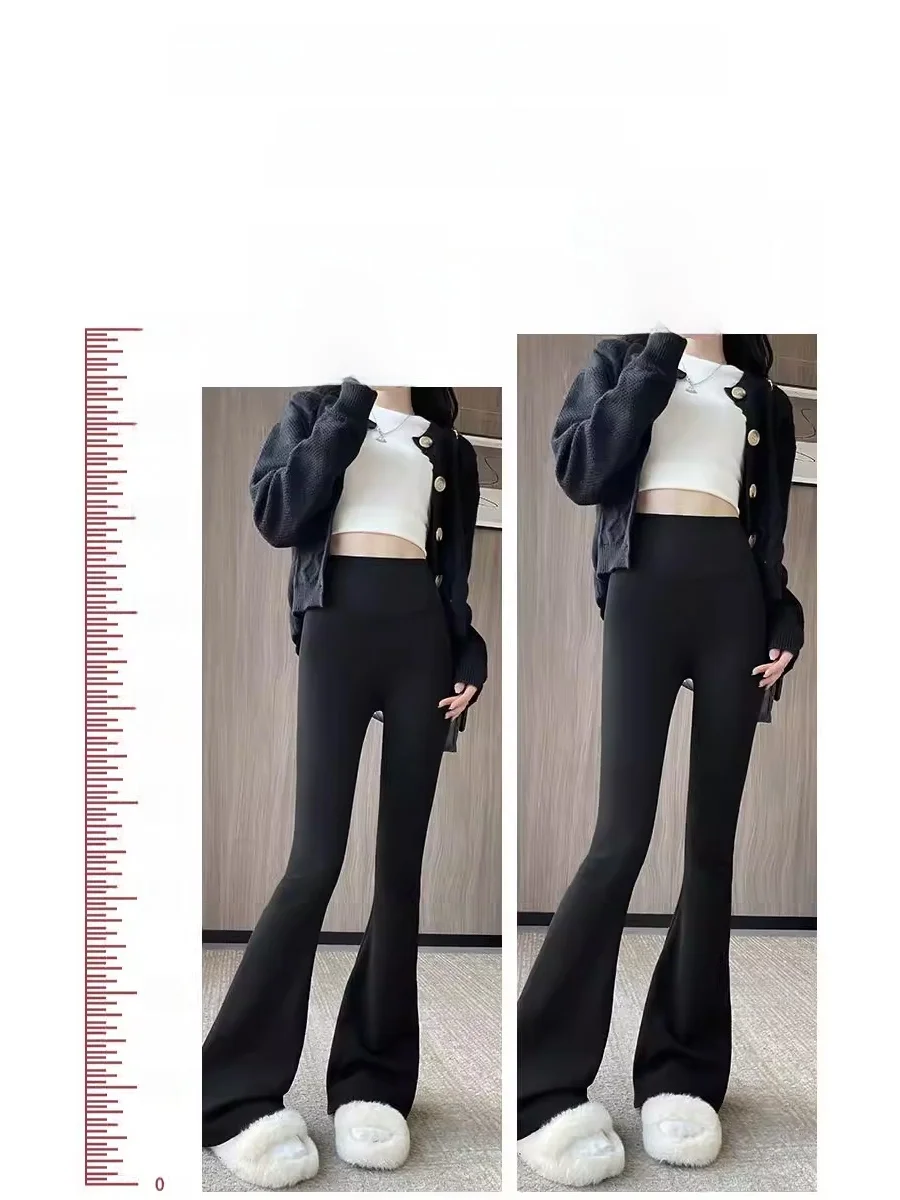 하이웨이스트 안감 플레어 요가 팬츠 여성용 아우터웨어 가을 겨울 슬리밍 스포츠 타이트 힙업 플레어 팬츠