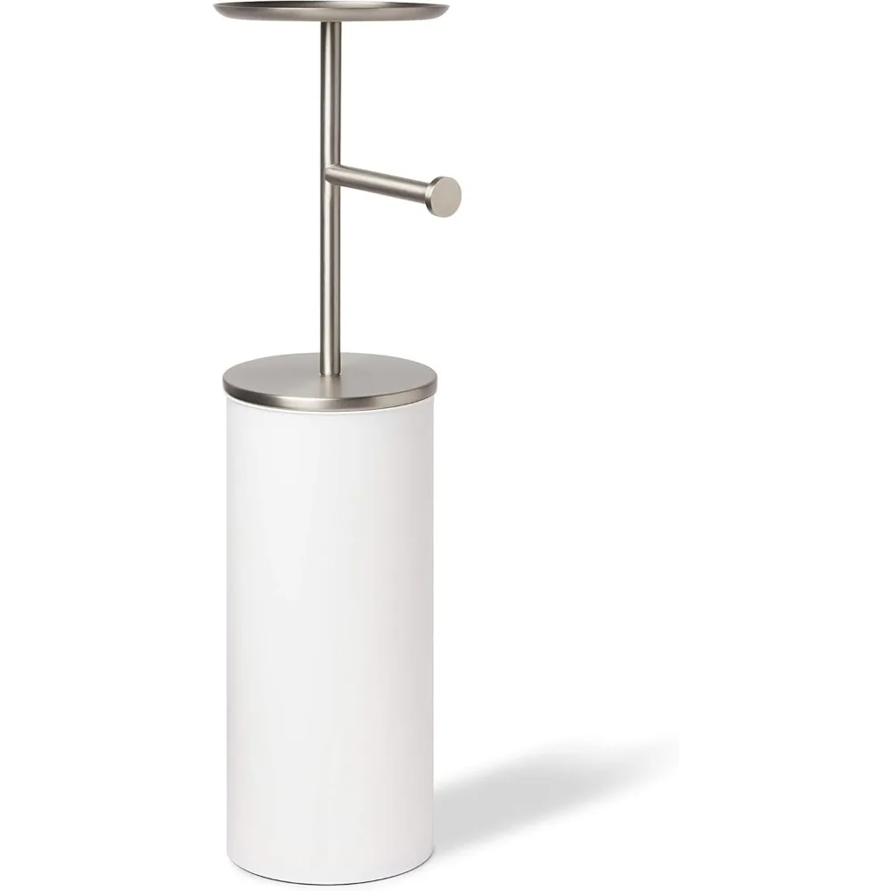 

Umbra Portaloo Toilet Paper Holder with Reserve, White and Nickel Finish