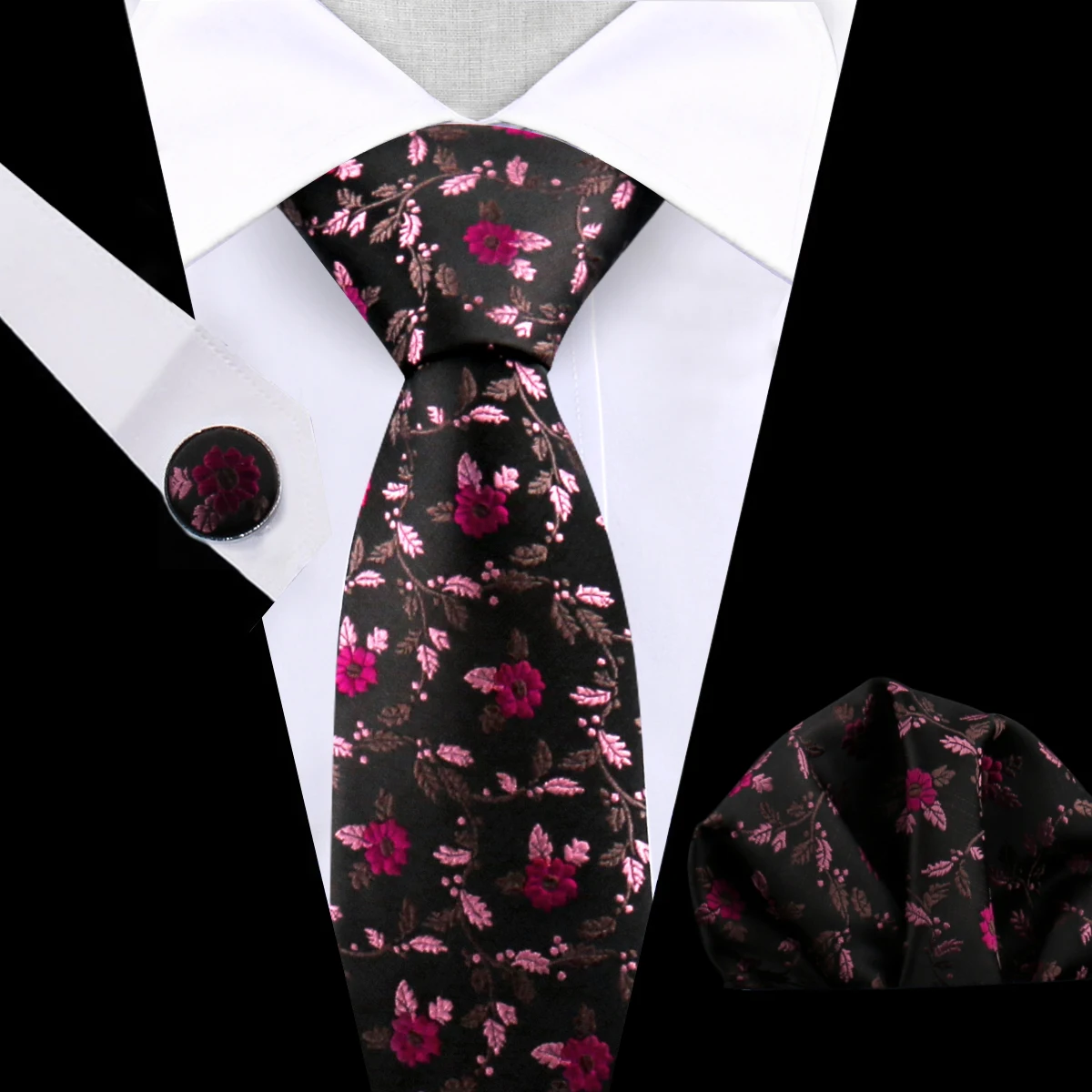 Elegant Luxury Men\'s Neck tie Fashion Paisley Floral Dot Tie 3 Piece Set Gifts For Men Business Wedding Party Suit Accessories