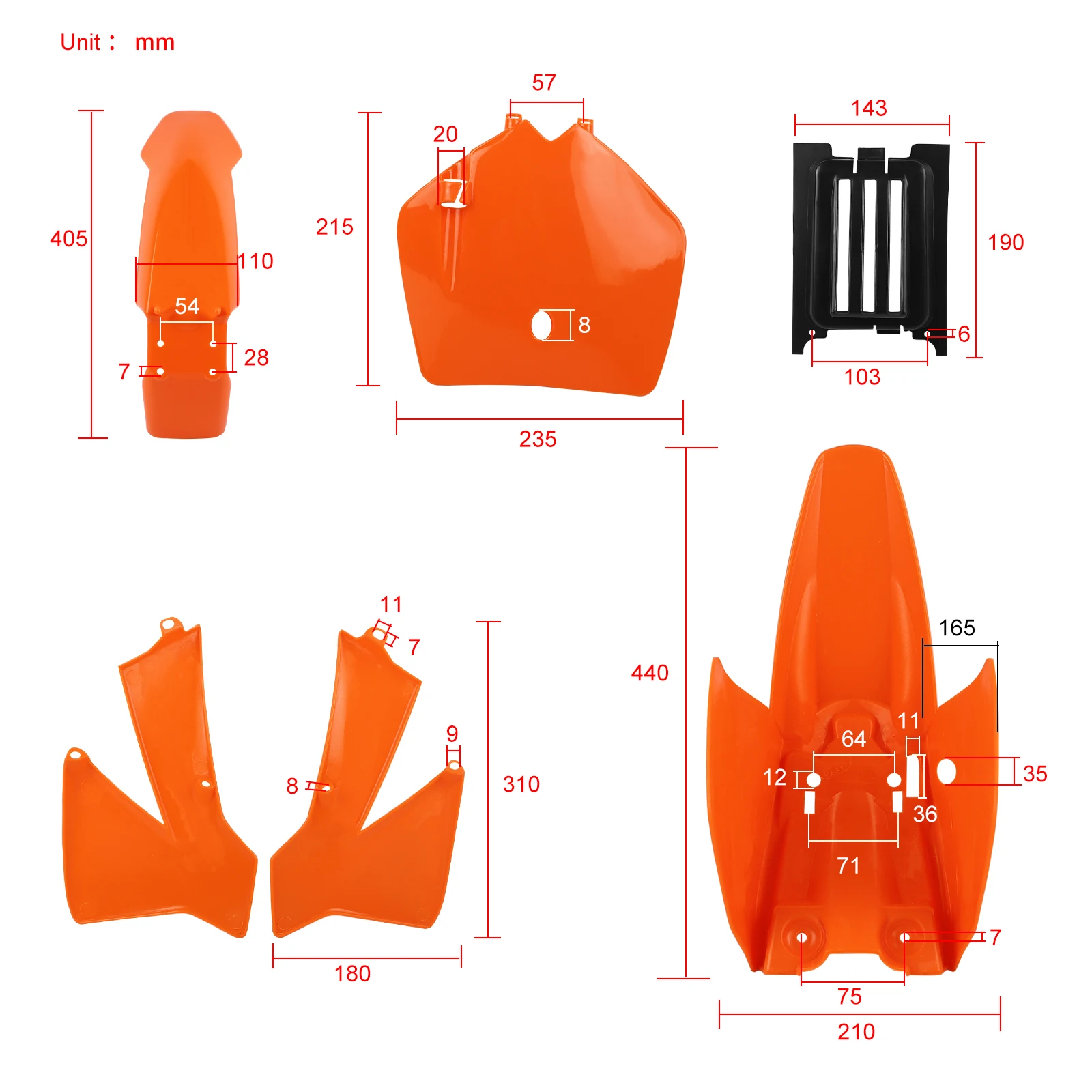 Complete Fairing Fender Plastic Body Kit Compatible with KTM50 KTM 50 SX Junior Mini Adventure Senior