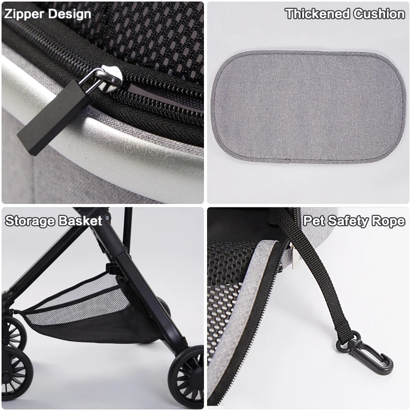 Kualitas tinggi Grosir Perjalanan Removable Mewah 4 Roda Kereta Dorong Hewan Peliharaan Kereta Dorong Anjing Kereta Dorong Anjing