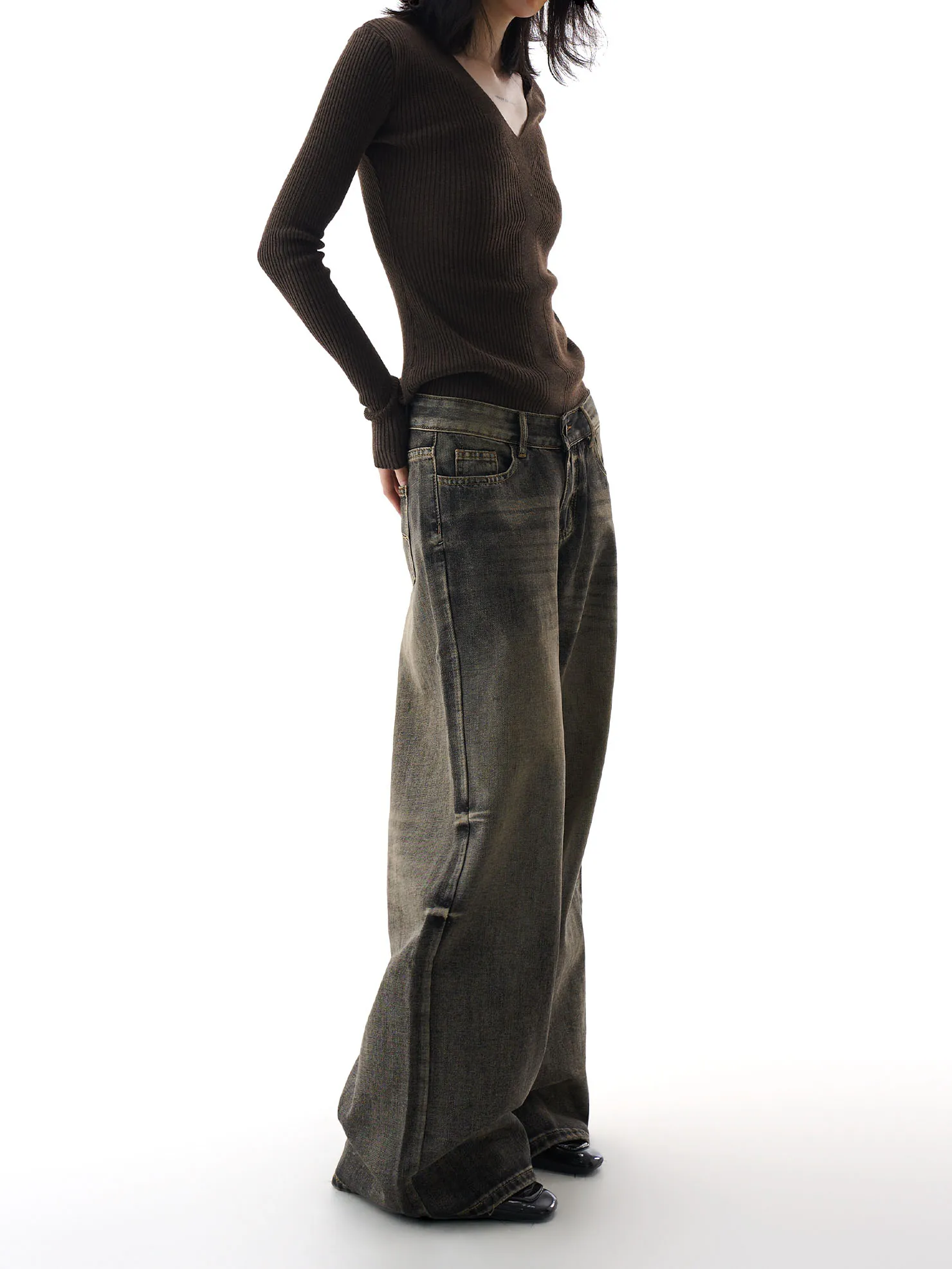 

Retro American Wide Leg Jeans Women's Loose Straight Loose Slimming Long Trousers Spring New Sle Heavy Wa Cotton Denim
