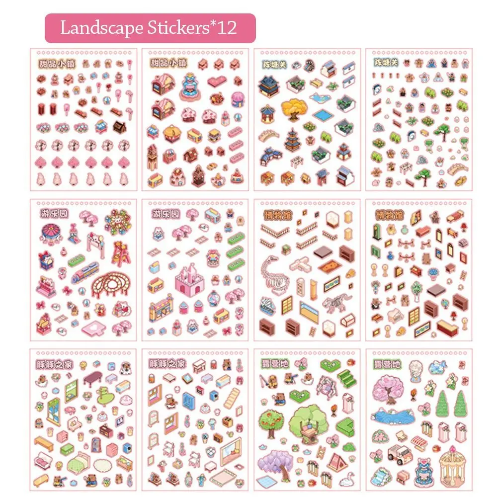 

Новая 3D-наклейка с пейзажем, книга для домашних животных, сделай сам, миниатюрные наклейки сцены, 6 сцен, милый карманный набор сцены с капибарой для детей