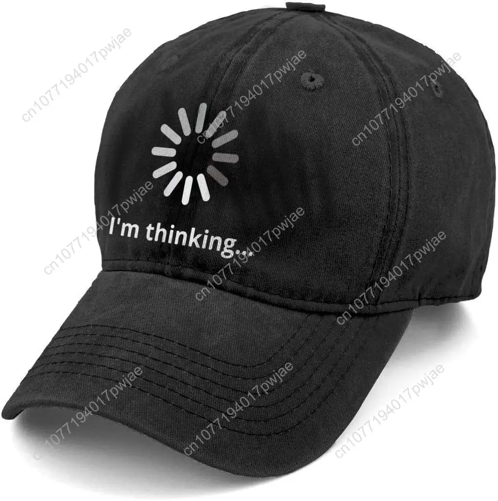 

KKMKSHHG Unisex I'm Thinking Denim Hat Adjustable Washed Dyed Cotton Dad Baseball Caps