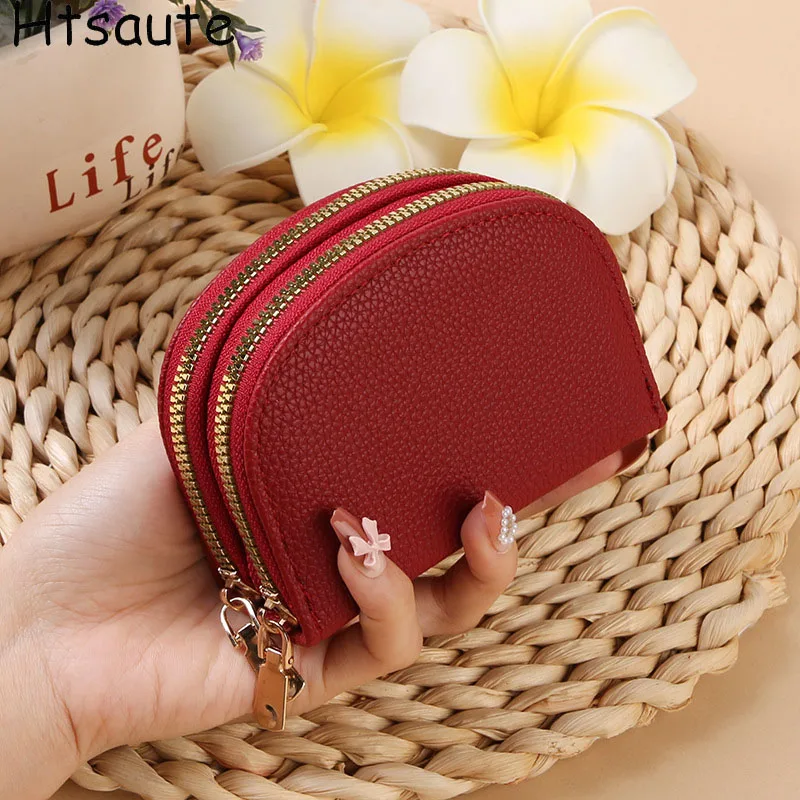 

Ladies' Short Double Zipper Purse Multi-Functional Versatile Card Holders Coin Purse Multi-Slot Card Pack carteras de mujer