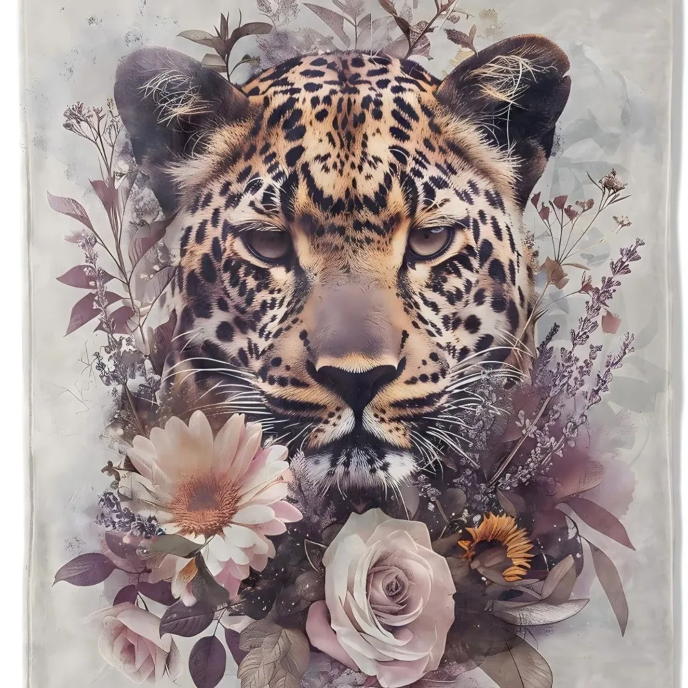 1Pc Vintage Flower Leopard Flannel Blanket for Birthday Festival Watch TV Blanket Nap Reading Camping Students Four Season Use