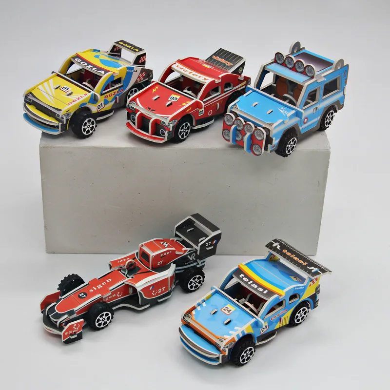

Street Stall National Day Paper DIY 3D Puzzle Pull Back Racing Car Model Handmade Educational Toy Children's Gift