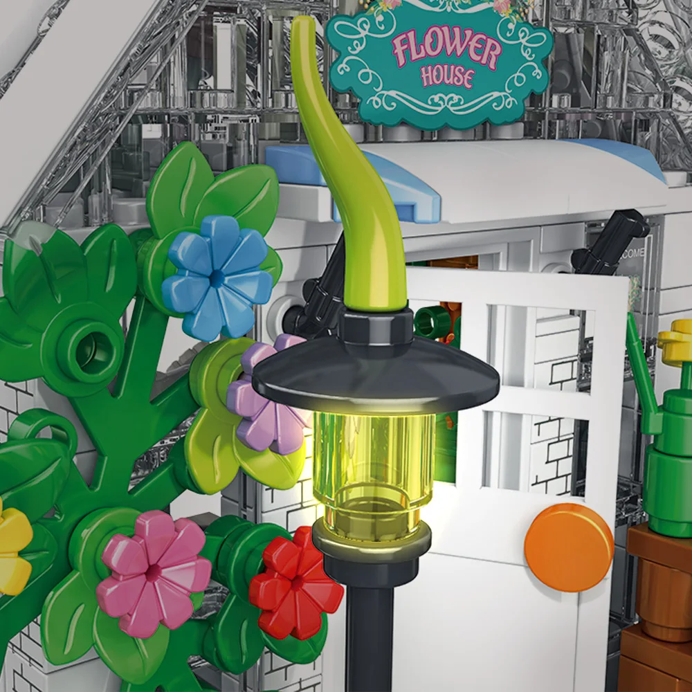 769PCS White Flowers House Building Set Create Elegance Warmth Environment Greenhouse Building Toy Gift for Kids Adult