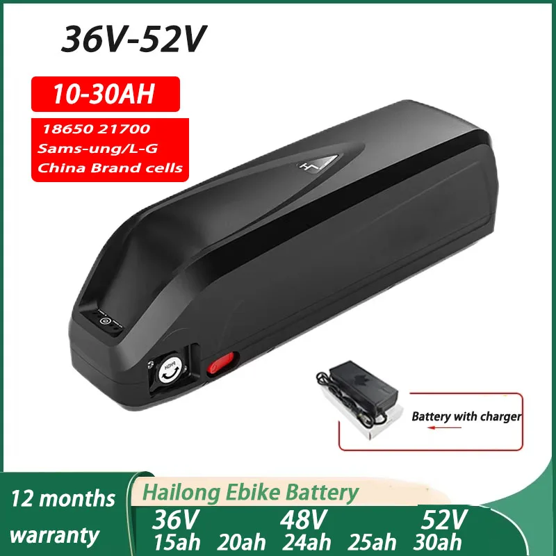 36V 48V 52V 30Ah 40Ah 50Ah 60Ah 18650 Hailong Battery For Bafang BBS02 BBS03 BBSHD Motor