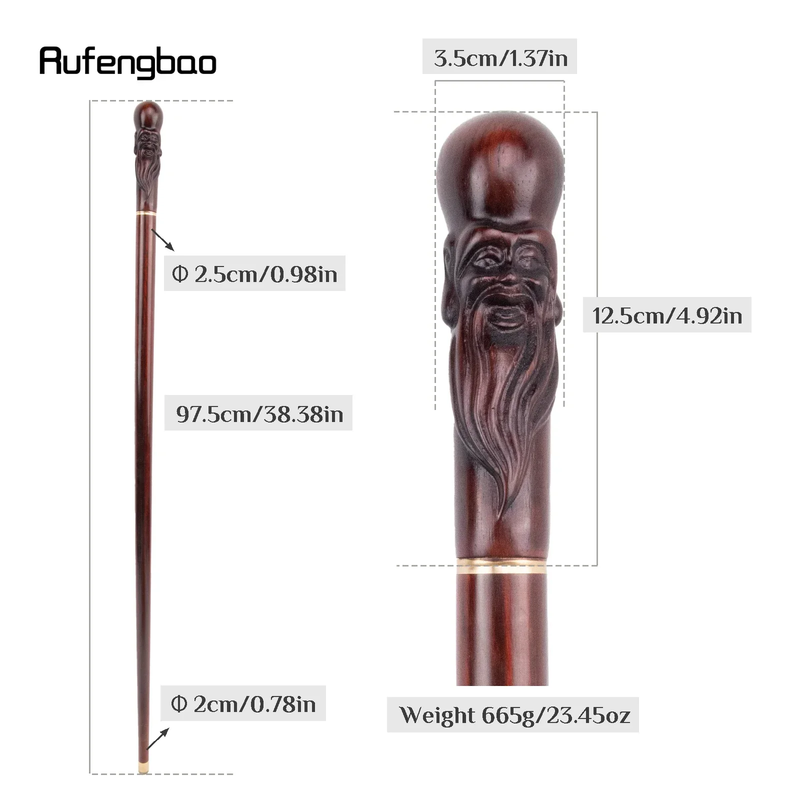 Brown Longevous The Old Bamboo Wooden  Performance Stage Cane Decorative Cane Halloween Cosplay And Parties, For Cosplay & Party