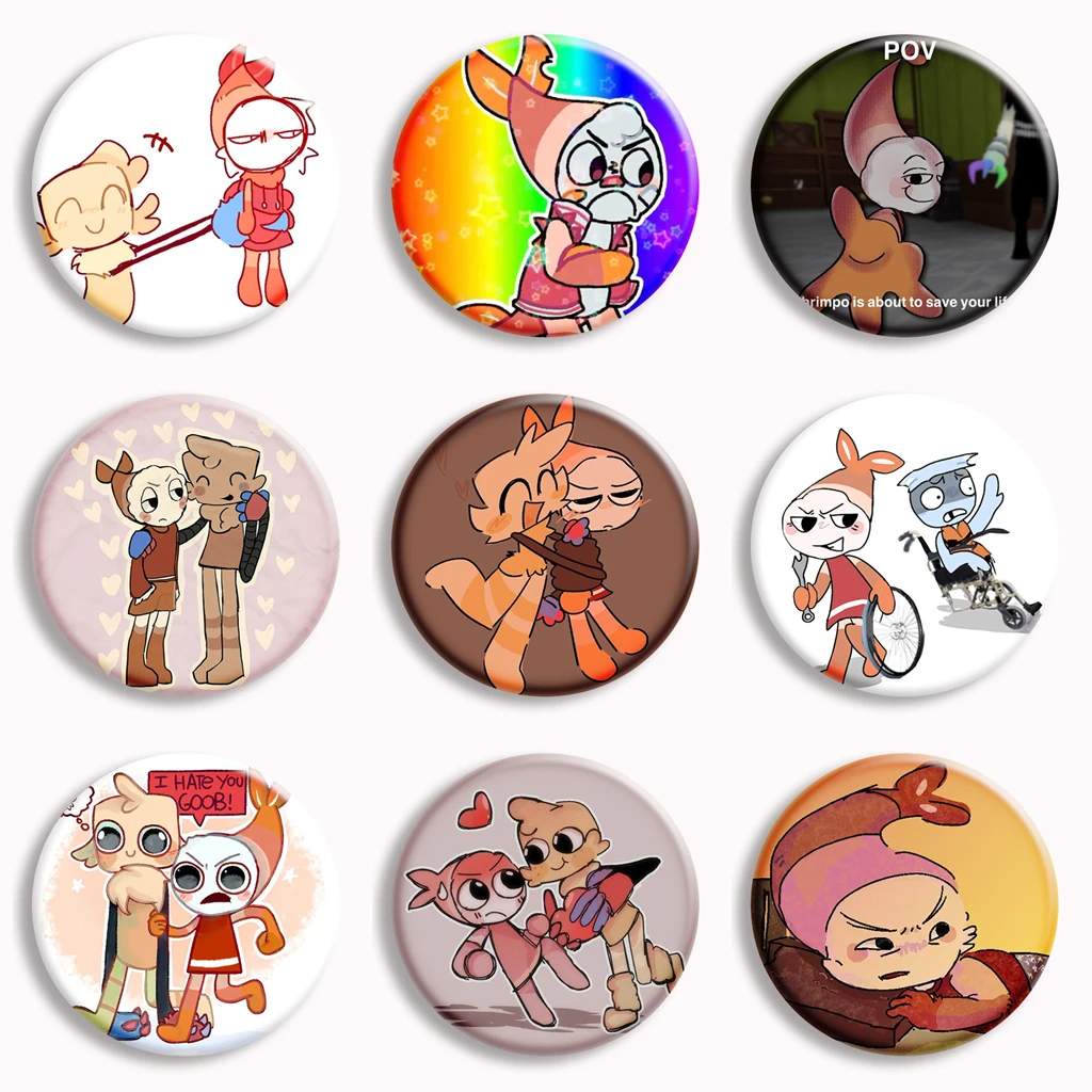 Hot Game Shrimpo x Goob Fanart Anime Button Pin Dandys World Shrimpo Funny Meme Brooch Cartoon Badge Bag Decor Kids Child Gifts