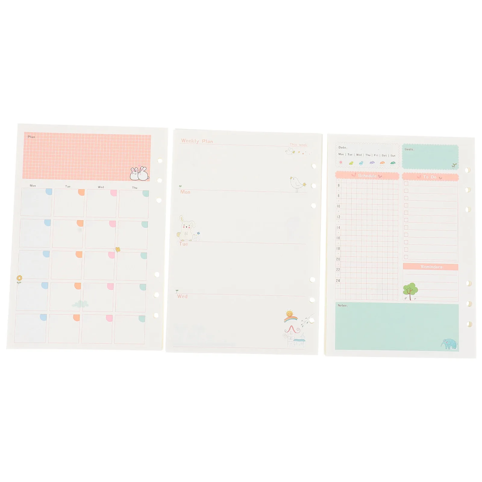 

3Pcs Loose Leaf Notebook Replacement Papers Thick Smooth Writing Planner Refill Papers for School Office Diary Notes Student