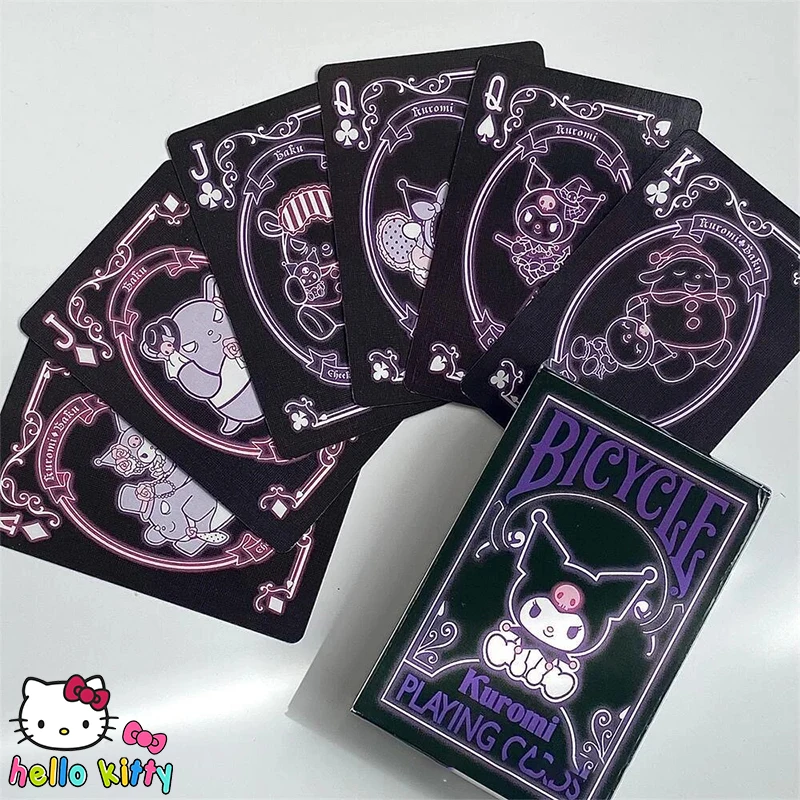 Cute Sanrio Kuromi Black Cartoon Playing Cards Dark Devil Printed Cards Family And Friends Gathering Games Party Playing Cards