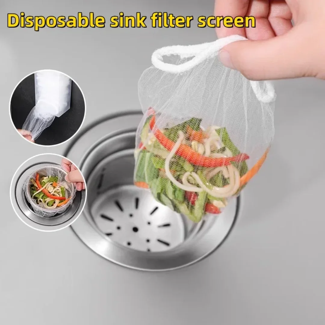 

100/500pcs Disposable Sink Filter Mesh Bags Kitchen Sink Strainer Drain Hole Anti-blocking Garbage Bag Cleaning Strainers Net