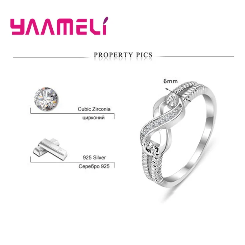 Women's Cute Bowknot Infinity Ring, 925 Silver
