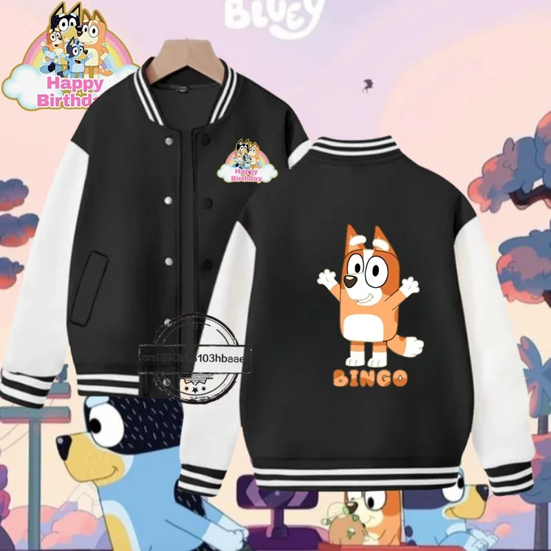 Bluey 2-14 years old boys and girls baseball uniforms Cartoon Print fashion Fall/Winter Jackets for kids Sweatshirts Super cheap