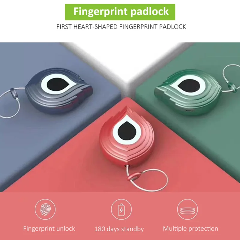 O20 Long Standby IPX2 Small Portable Fingerprints Stainless Padlock for Luggage Backpack Cabinet Fingerprints Padlock